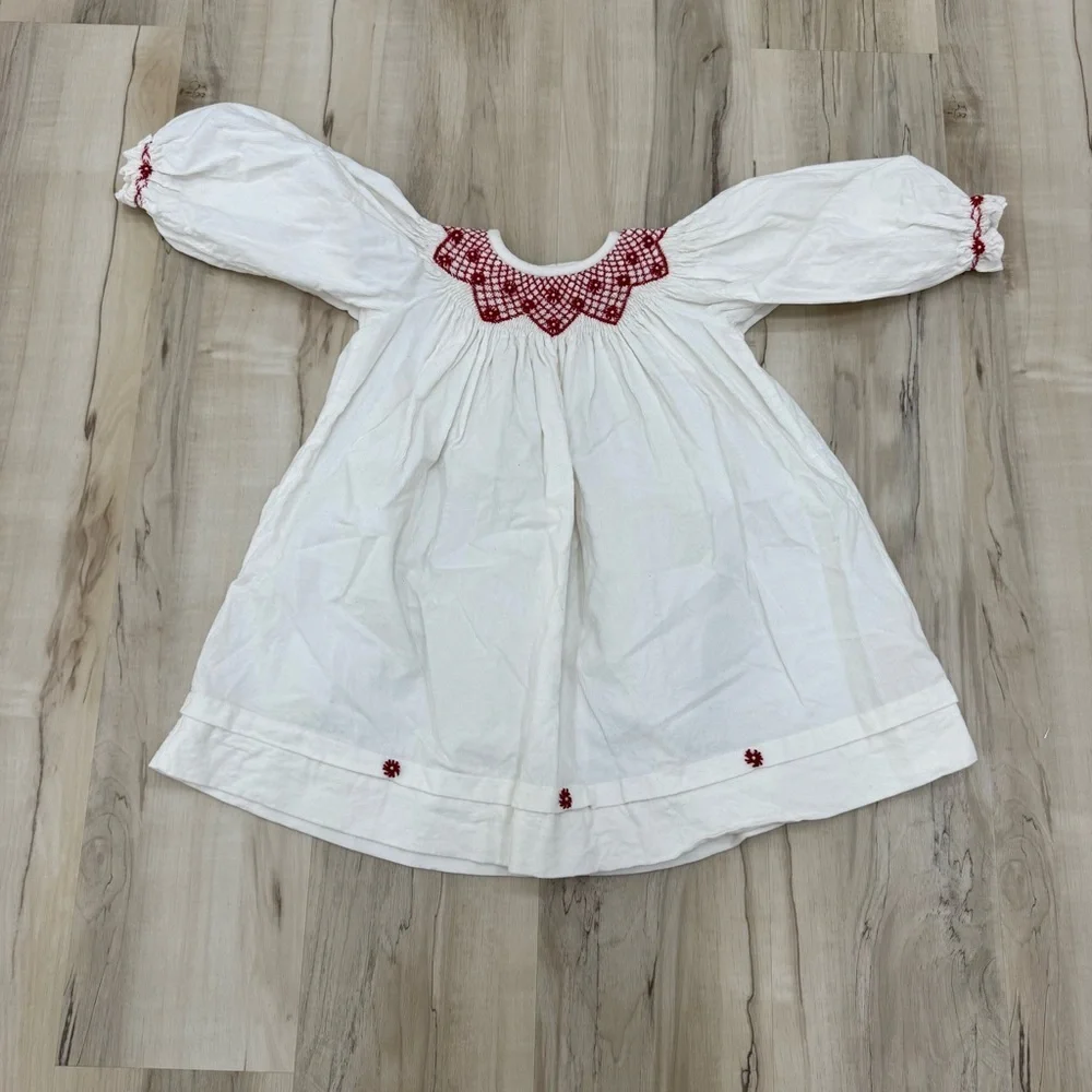 Christmas Dress, Brand: ZUCCINI KIDS, white corduroy size 2T boutique white Red - Picture 3 of 7